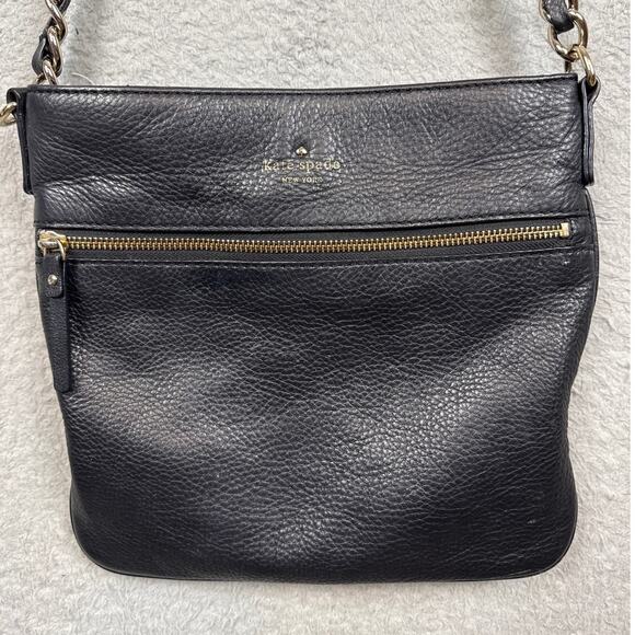 Y2K Kate Spade Tenley Cross Body Purse Pebbled Black Leather Adjustable Strap - Picture 2 of 11
